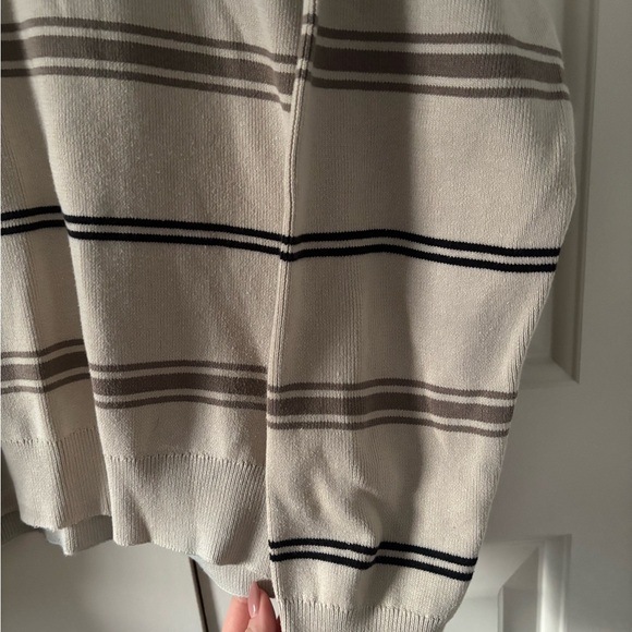Mango Men's Cream and Brown Striped Crewneck Sweater - Picture 4 of 14